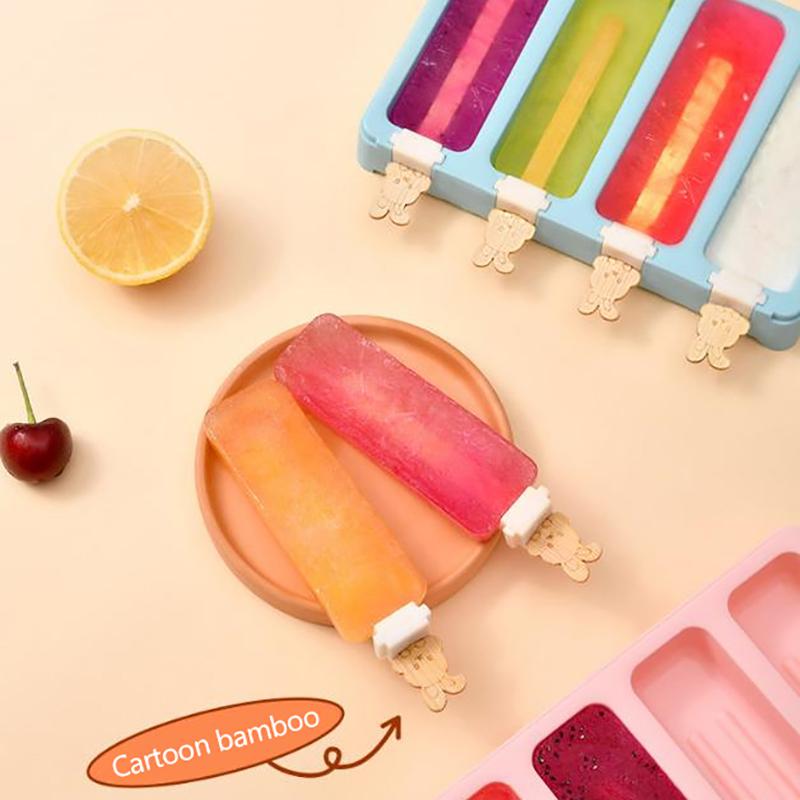 50pcs Natural Wooden Cartoon Ice Cream Popsicle Sticks Wood Stick Ice Cream Spoon Hand Art Ice Cream Ice Cube Lollipop Cake Tool