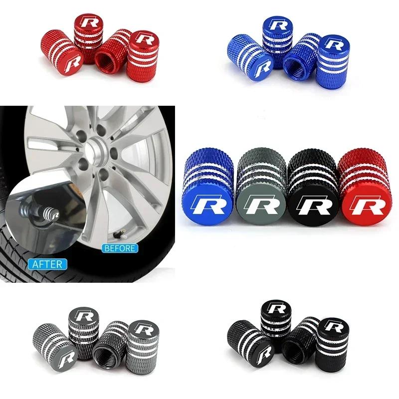 New 4pcs Car Logo Wheel Tire Stem Valve Caps Air Covers for Volkswagen Rline Golf GTI Bora Passat Jetta Beetle Tiguan Sciro