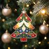 Holiday Hanging Pendant for Home 2D Flat Acrylic Christmas Tree Ornament, Vintage Stained Car Rear View Mirror Decoration Glass Style Pendant, Festive