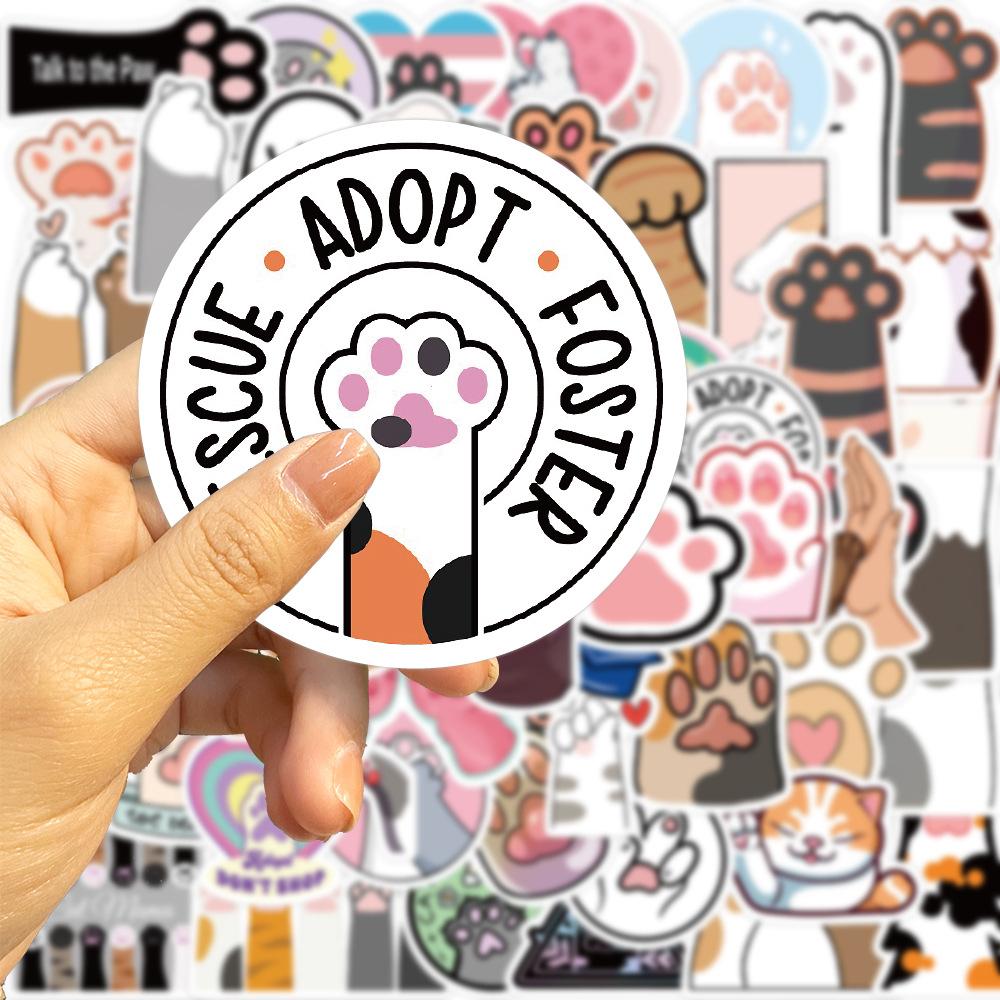 61pcs Cat Paw Stickers, Cute Paw Print Stickers Funny Funimost Vinyl Waterproof Stickers for Water Bottle Laptop