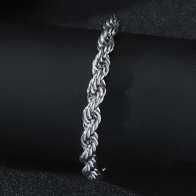 Hip Hop Stainless Steel Twist Chain Men Bracelet Retro Gold Color  Bracelet Trendy Jewelry Accessories as the picture