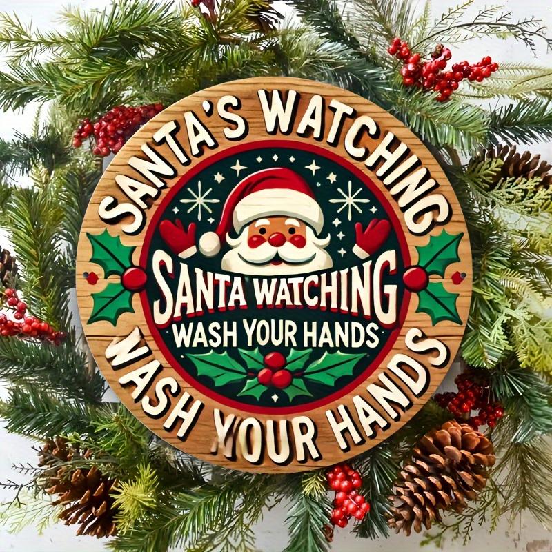 Vintage Christmas D Relief Art High Definition Metal Wall Art Set of Retro Round Iron Sheet Decor Includes Santa Truck Sno