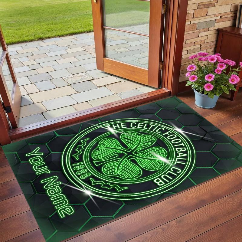 Crystal Velvet Rug Custom Name Text, Soft Non Slip Floor Mat Home DecorCeltic FC
