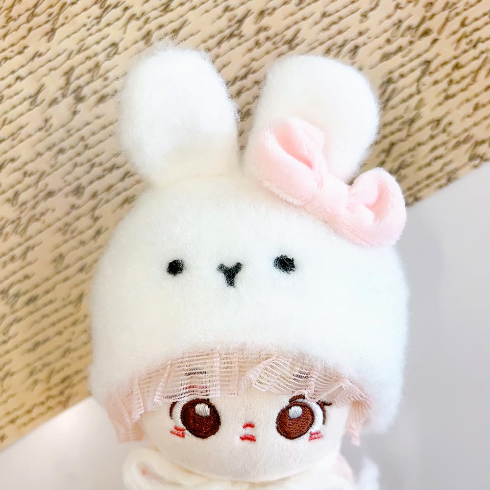 Animal Hat & Plush Clothes Set for 10cm Rabbit, Plush Clothes, Kigurumi Accessories, Otaku Activities, Doll Mascot, K-Pop Doll Costume [Used]