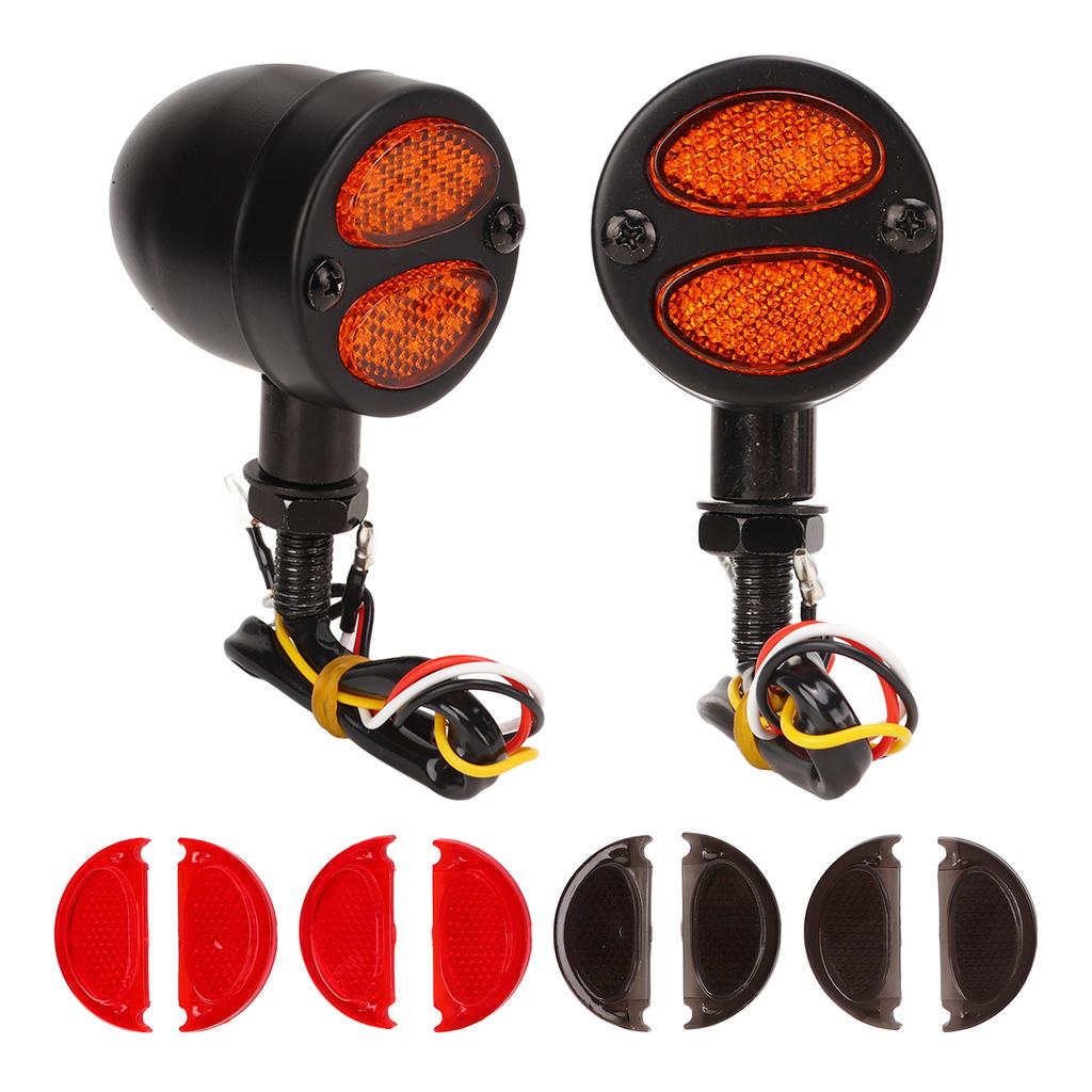 1 Pair Motorcycle LED Turn Signal Light Dual Color Indicator Blinker 12V for Motorbike