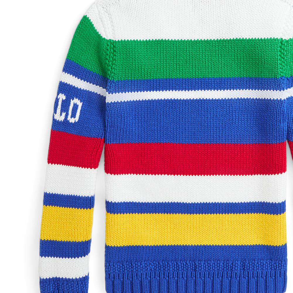 Polo Ralph Lauren Strickpullover FW24 Logo Gestreift Rundhals Langarm Color Block Kinder Oberteile Mehrfarbig CWPOSWEY6820579-999