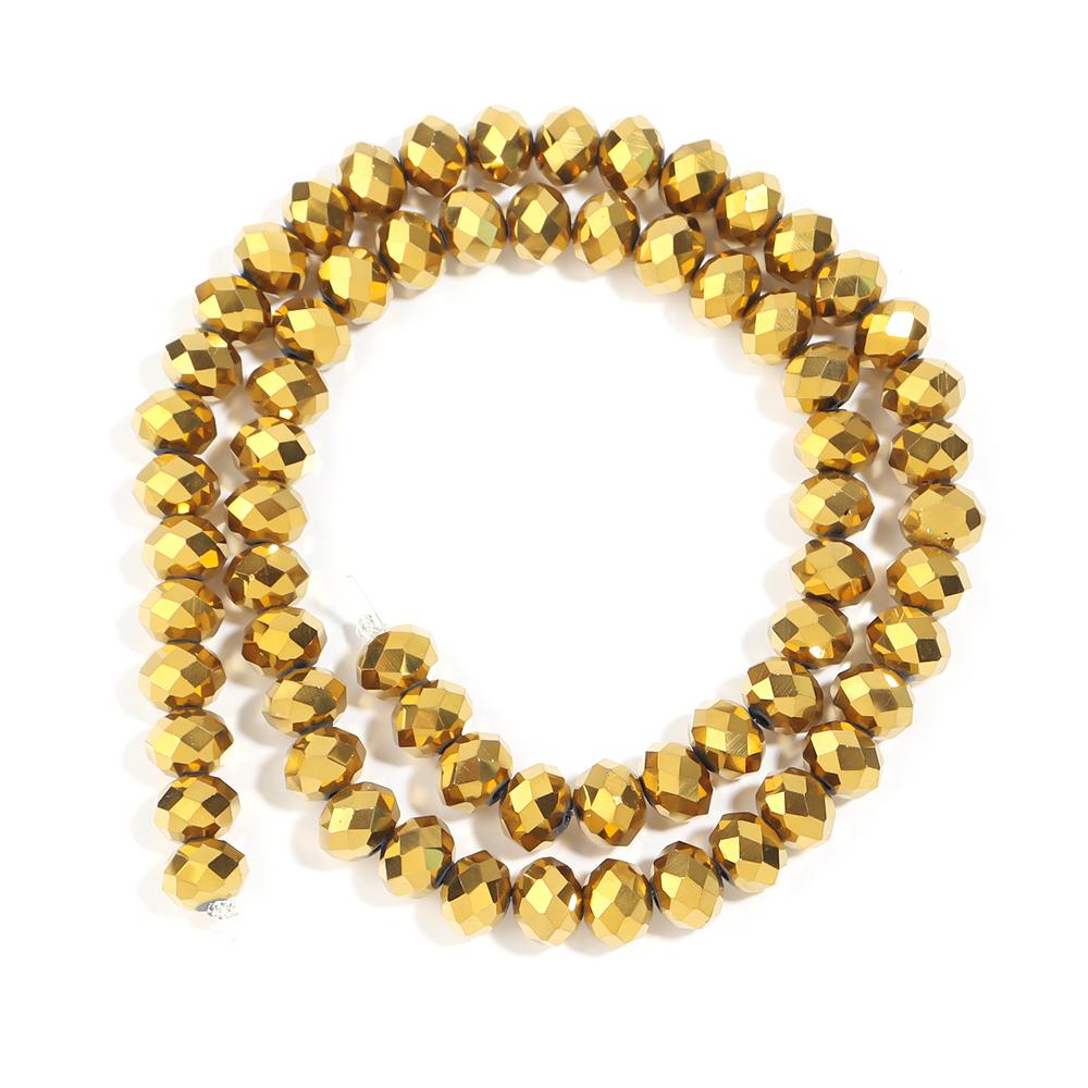 3 4 6 8 10mm Gold Faceted Crystal Beads Rondelle Glass Loose Spacer Beads For DIY Jewelry Making Necklace Bracelet Accessories