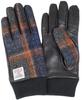Sleeping Sheep Harris Tweed Leather Combination Smartphone with Orange CK Men's Gloves, Compatible, Fleece-Lined, 24cm, Case, (with Cuffs)