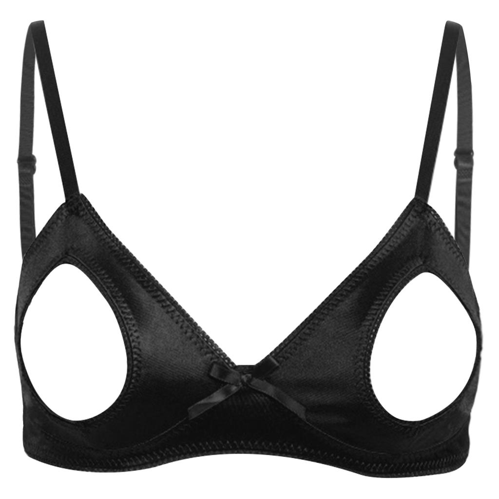 Womens Bra Cutout Push Up Shelf Bra Top Adjustable Straps Lace Trim Brassiere Valentine Lingerie