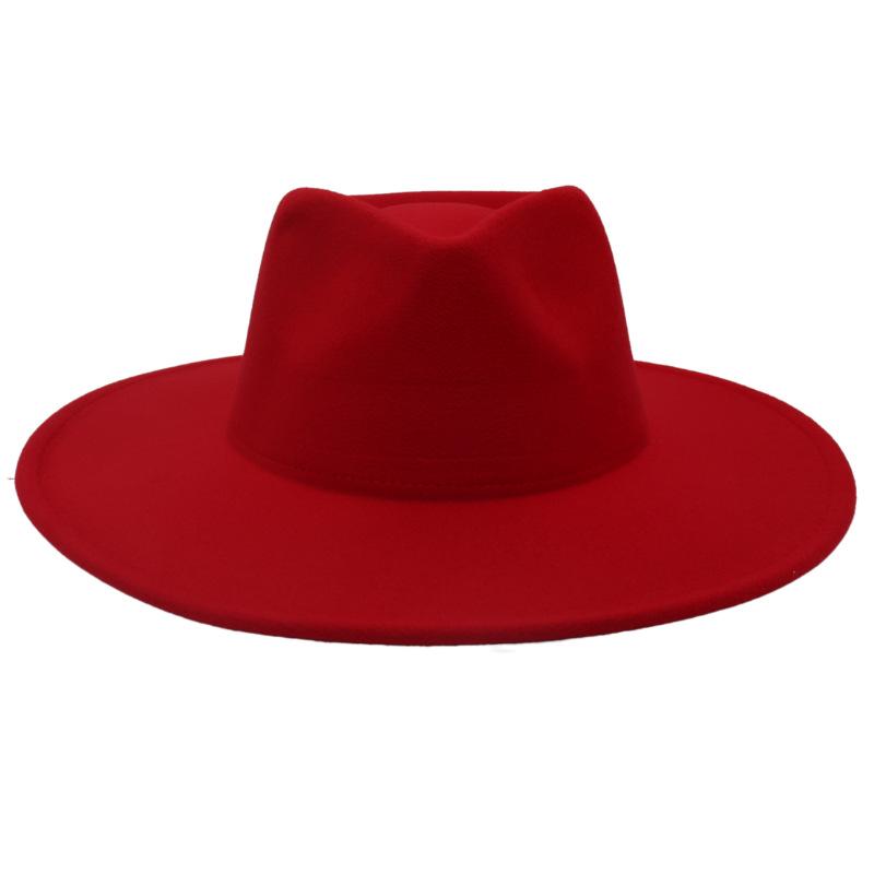 Big Brim Top Hat Women'S Coat With Hat Felt Hat Solid Color Cashmere Jazz Hat