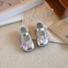 Girls' 2026 Spring White Leather Princess Loafers - Korean Style Soft Sole Low-Cut Shoes