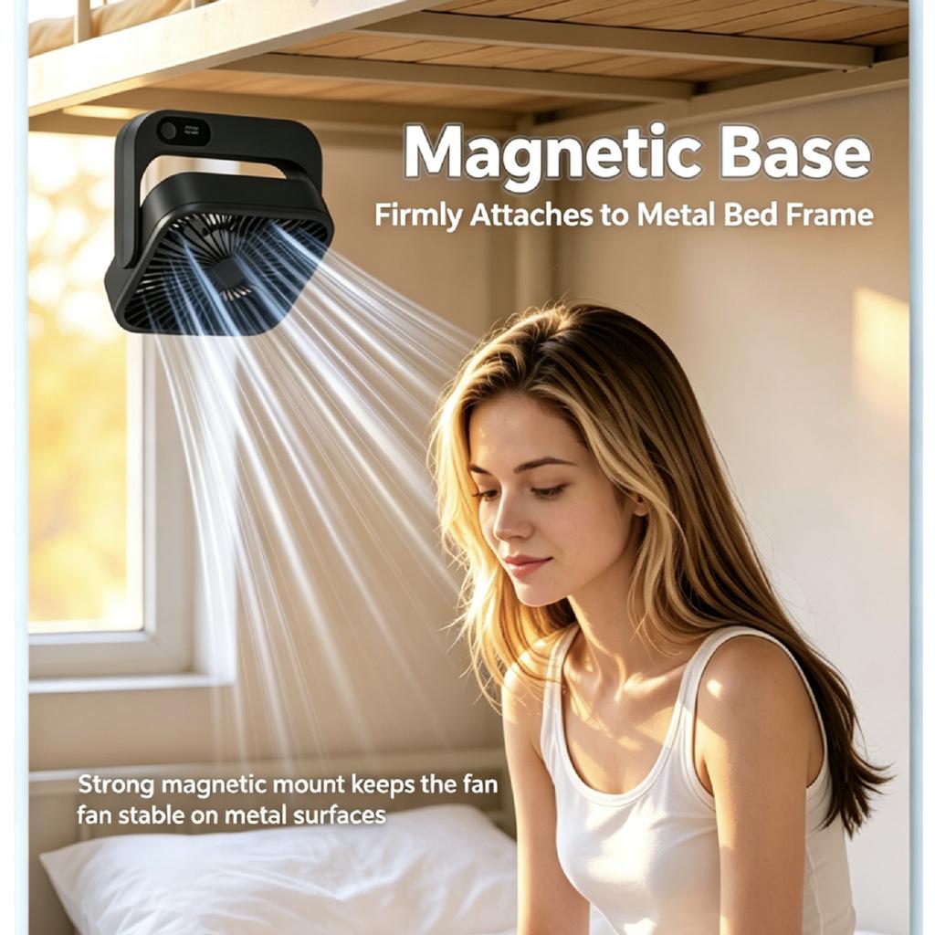 Multi- Portable Fan with, ° Rotating Handheld Desk Fan, Magnetic Hanging for Home Kitchen Use