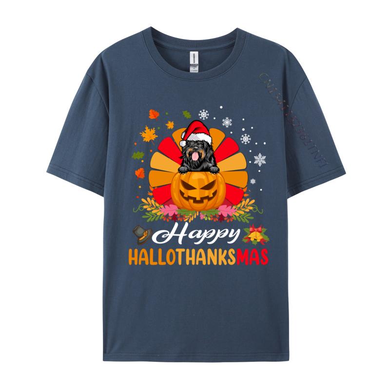 Portuguese Water Dog Hallothanksmas Halloween Fall Christmas T Shirts For Men Short Sleeve Tops Designs Tees Pure Cotton