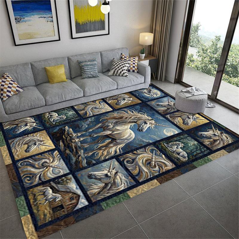2025 New Unicorn Animal Carpet Rug for Living Room Bedroom Home Sofa Decoration,Kids play Non-slip Floor Mat140