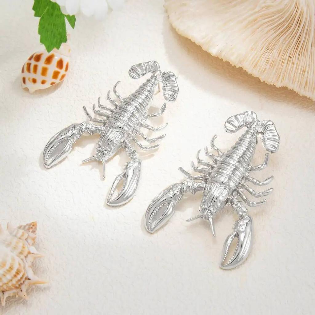 SHIXIN Exaggerated Lobster Drop Earrings for Women Punk Exquisite Ocean-Style Gold Color Metal Piercing Ear Party Jewelry Gift