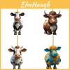 Ornament colorat de agățat pentru mașină plată acrilică cu taur de desene animate pentru decorarea bradului de Crăciun