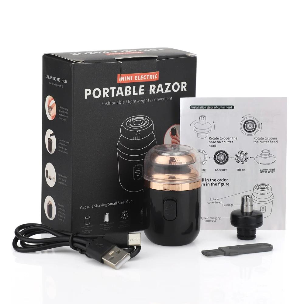

USB Rechargeable Cordless Pocket Shaver Quick Charge Beard Trimmer Travel-Friendly Barber Gift for Men Face Clean Shave чёрный