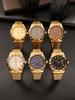 1pc Quartz Watch with Calendar Display Dial Set with Diamonds and Textured Design Fashionable Jewelry Accessories Dual Calend