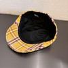 Cool Checkered Bud Caps Large Head Girth Yellow Tartan Beret Painter Hat  Clothes Accessories