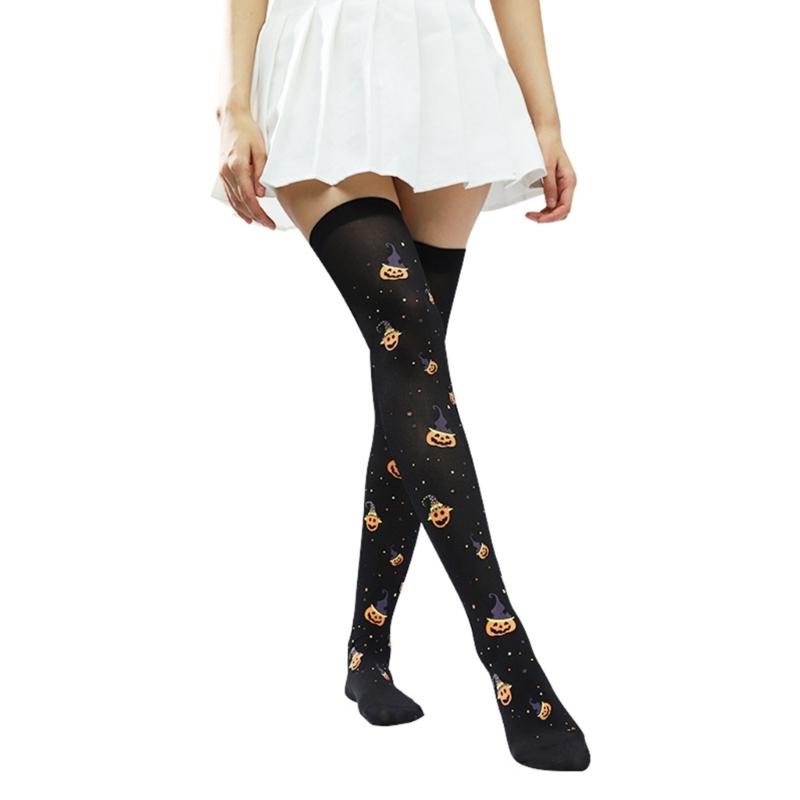 Over Knee Thigh Socks Halloween Thigh High Stockings Novelty Hosiery Printed Long Stockings for Womens Girls Gifts