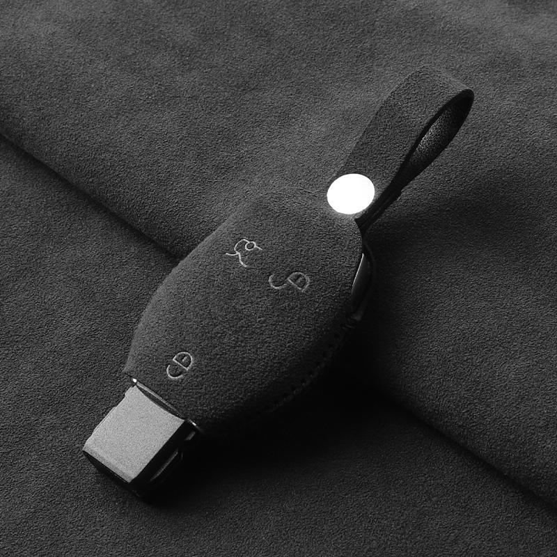 Made of Alcantara Suede Car Remote Key Cover Case Shell For Mercedes Benz A C E S G Class GLA CLA GLK GLC W204 463 176 251 205