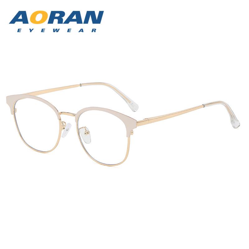 Men's Semi-Rimless Anti-Blue Light Myopia Glasses with Metal Frame for Students
