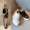 12Cm thick-soled muffin sole leather single shoes women's 2025 new inner height-increasing small white shoes slope heel casual versatile women's shoes