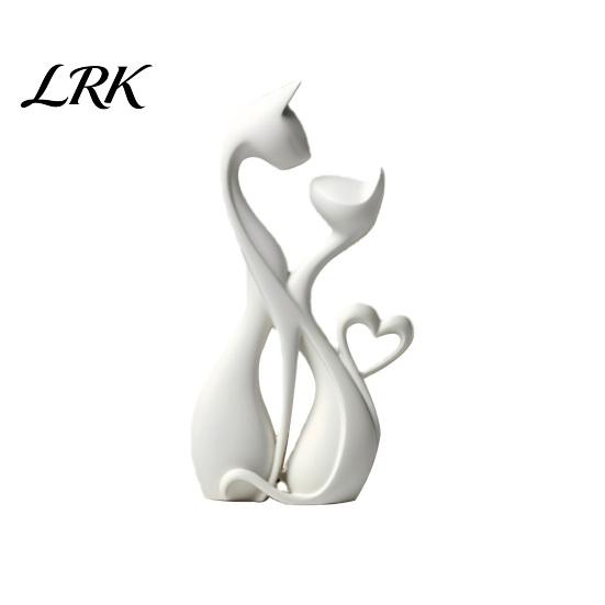 Artistic Cat Figurine 3D Printed Couple Sculpture, Abstract Double Figurine, Minimalist Desktop Statue Modern Decoration for Table, Aesthetic