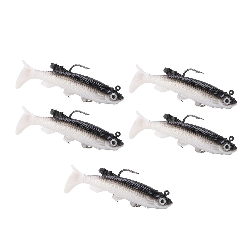 5pcs Soft Body Sinking Swimbait T Tail Soft PVC Bass Lure Trout Bait for Saltwater Freshwater