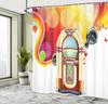 Cute Vintage Jukebox Shower Curtain Music Theme Design Bathroom Decor Retro Style Waterproof Bath Curtain