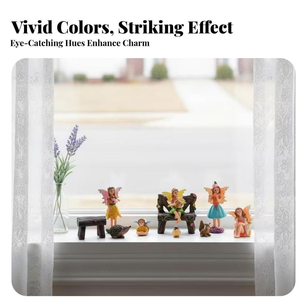 Fairy Garden Figurines Set HandPainted Miniature Bright Colors Desktop