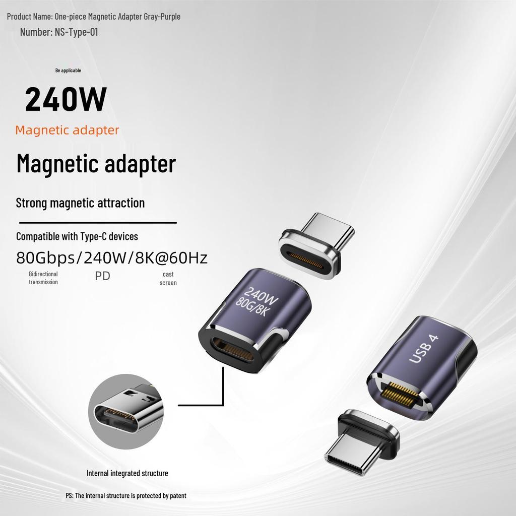 Type-C Magnetic Adapter 40Gbps - Compatible with Thunderbolt 3 & USB4.0