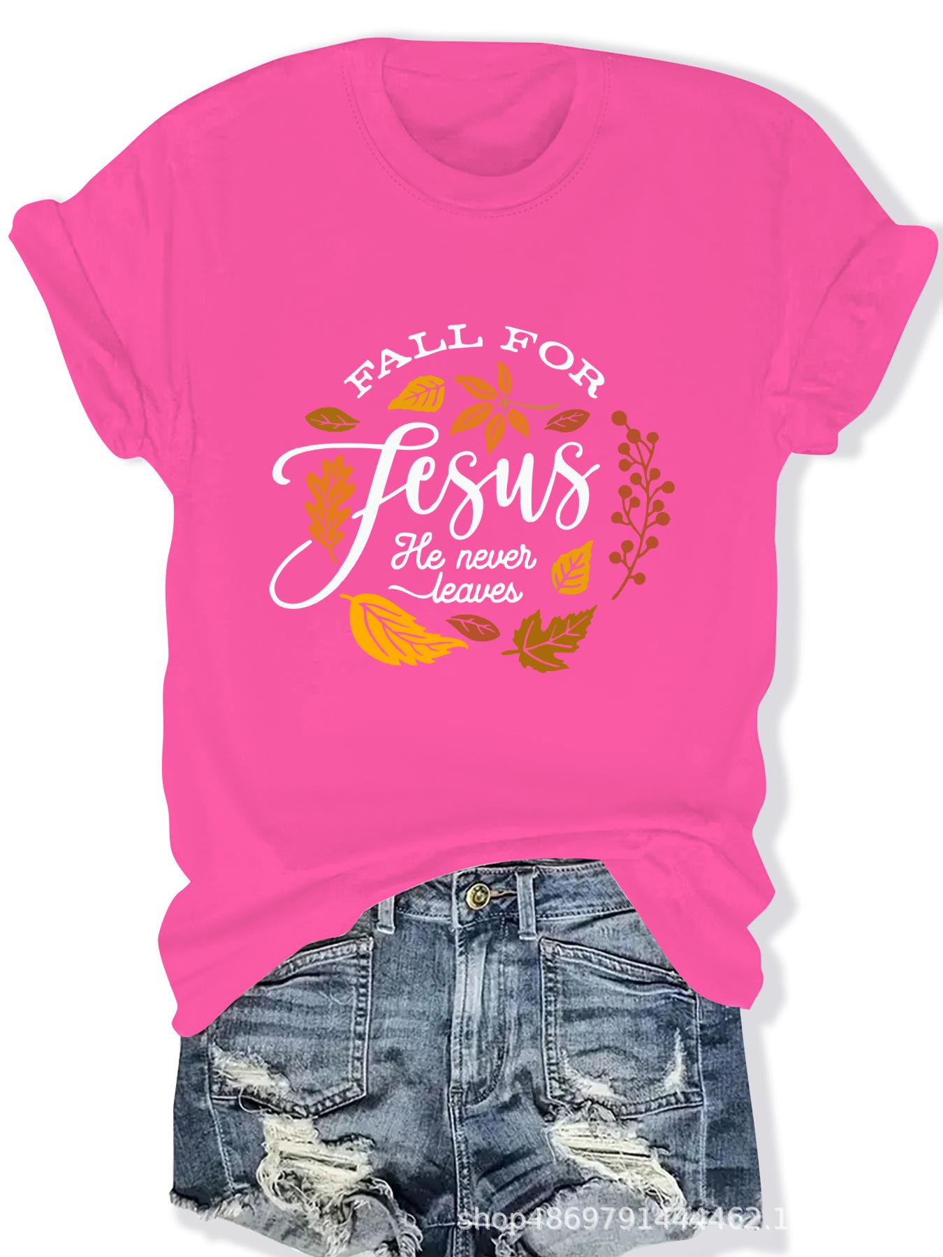 

Women s Cross-Border Fashion Round Neck T-Shirt Large розы красного