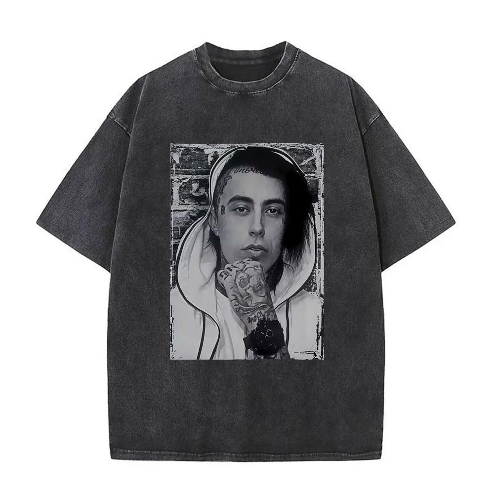 Gewaschenes Vintage Rockband Falling in Reverse Mugshot T-Shirt Herren Damen Gothic Oversized T-Shirt Männlich Lässig Baumwolle Retro T-Shirts