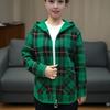 Yousheng Women's Plaid Shacket Jacket Casual Wool Blend Long Sleeve Zip Up Hooded Jacket Fall Winter Warm Coat