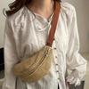 Women'S Light Brown Woven Chest Bag with Zipper Closure - Breathable Crossbody Phone Pouch, Stylish Beach & Sports Waist Bag, Casual Activity Bag