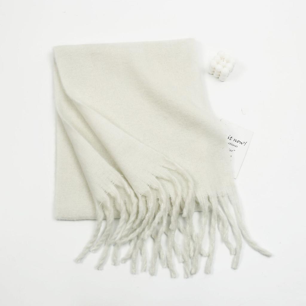 Autumn and winter solid color imitation cashmere beard scarf women's versatile shawl scarf light luxury style