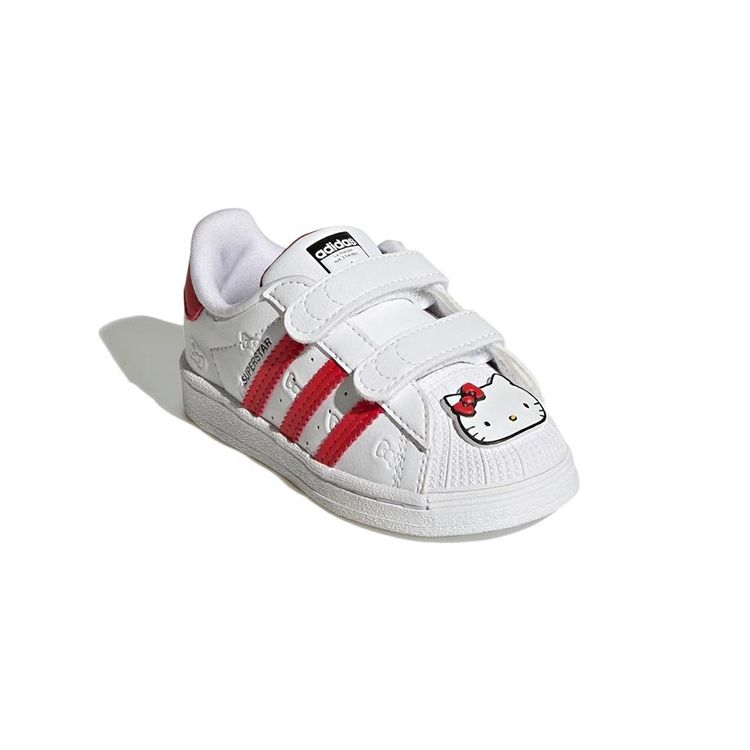 Adidas Originals Superstar Cf Comfortable Daily Wear Durable Low-Top Walking Shoes Baby Shoes White Red GV8863