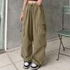 Women's Wide-Leg Athletic Pants with Multiple Pockets, Drawstring and Tapered Ankles