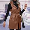 Women's Slim Fitting Jacket Women's Motorcycle Wear, Standing Collar Leather Jacket