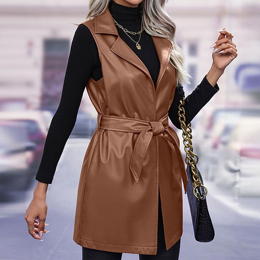 Women's Slim Fitting Jacket Women's Motorcycle Wear, Standing Collar Leather Jacket