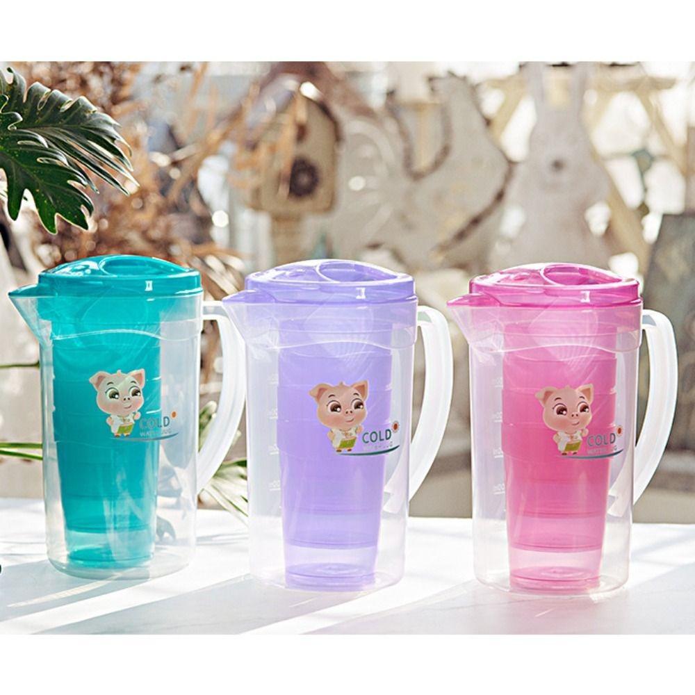 Hochwertige Fiberglas-Kanne Große Kühle Wasserflasche Einfache Kanne mit 4 Tassen