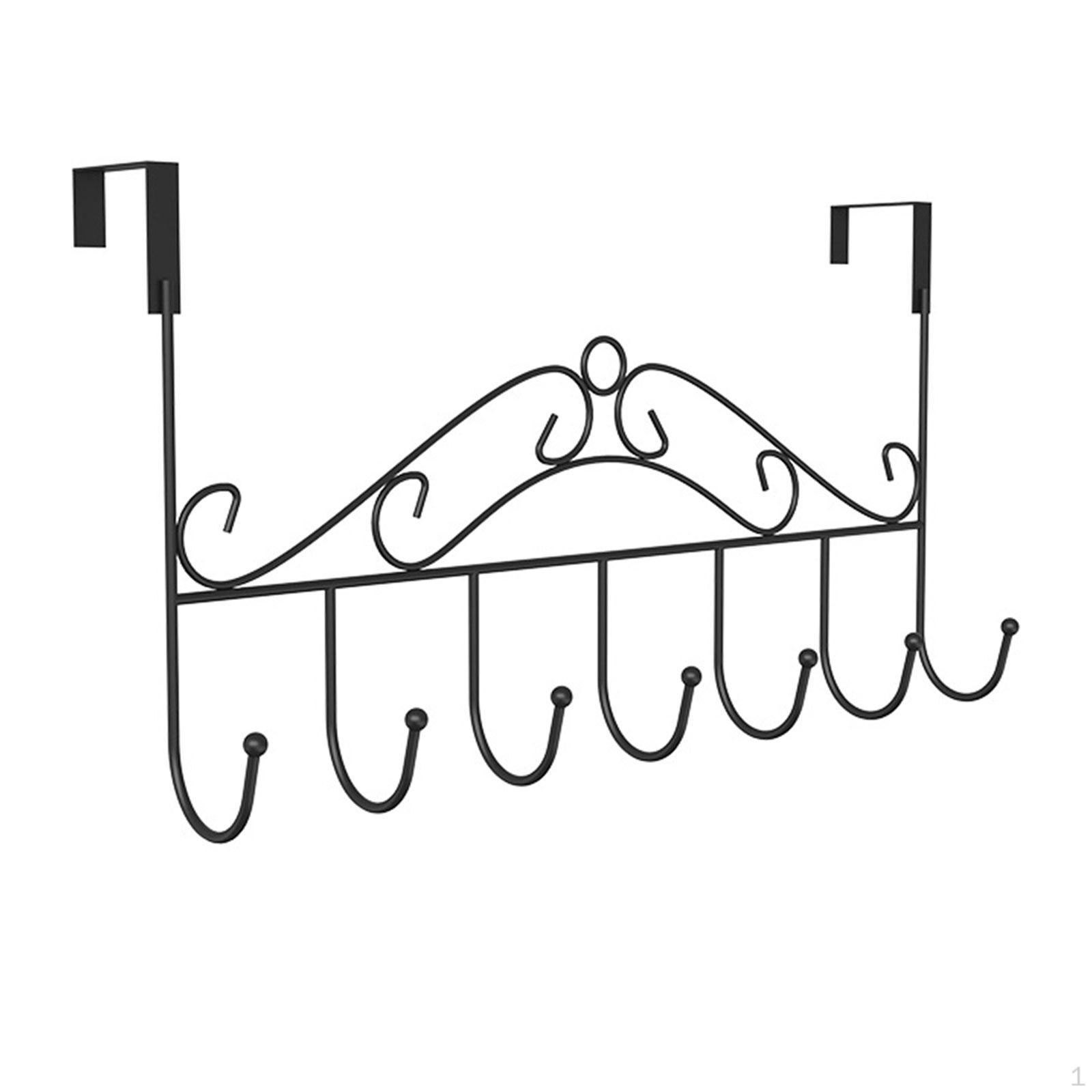 

7-Hook Door Hooks - Bathroom Accessories Storage Hook for Hanging Belts, Jackets, чёрный