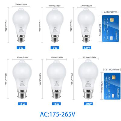 2 PCS B22 Led Bulb Radar Motion 220V 20W 18W 15W 12W 9W 6W Light Bulb Auto On Off Sensor Infrared Motion Detect Night Lamp