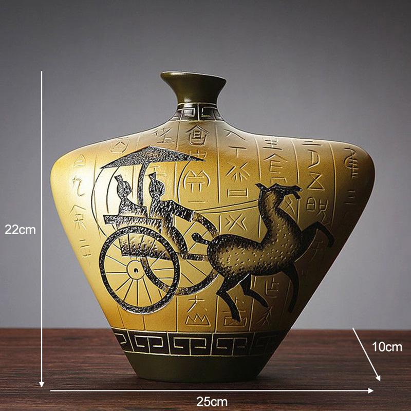 Vintage Yunnan Ethnic Minority Ceramic Vase Ornaments Crafts Home Room Table Decoration Study Office Desk Furnishing Accessories