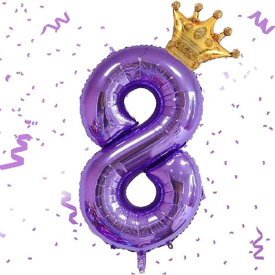 Purple 1 Balloon 40 Inch,Giant Number 1 & Mini Crown Balloons Set for Girl Boy 1st Birthday Party Decorations,Purple Birthday Party Decorations