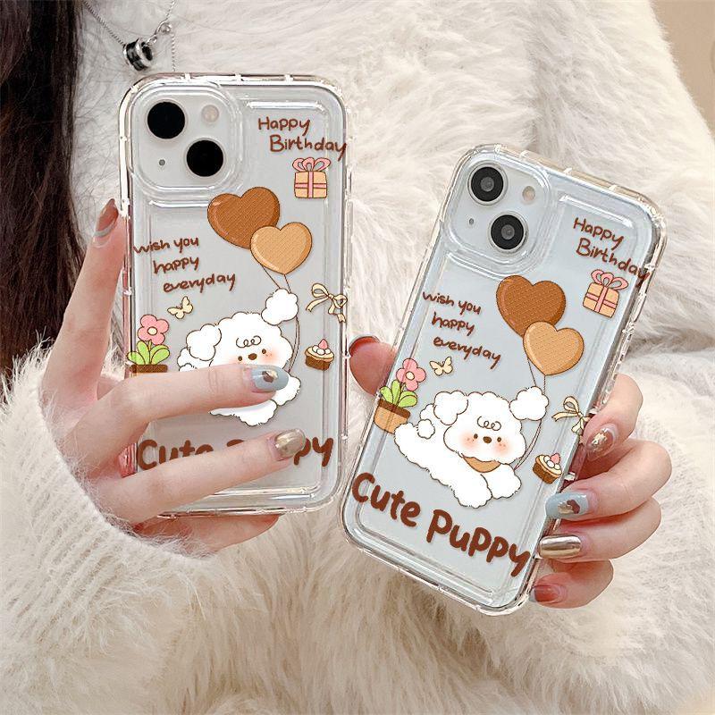 Cute dog for iPhone17promax cartoon mobile phone case 14 anti-drop 12 advanced 16/13 transparent 15