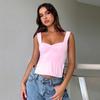 Y2K Europese en Amerikaanse zomer effen kleur vierkante hals Sling gevouwen open rug tanktop T-shirt voor dames
