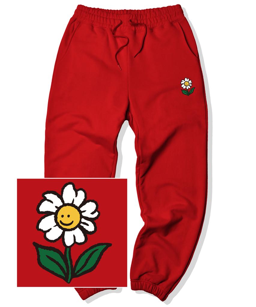 TRIPSHION Single Flower Logo Jogger Sweatpants - Red
