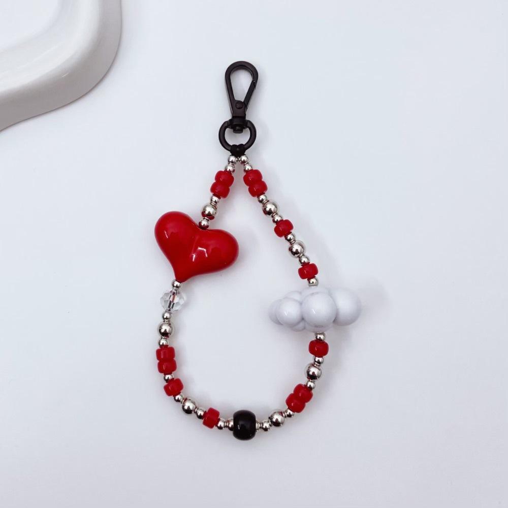 ins wind CCB love advanced sense handmade beaded anti-lost hand carry pendant short mobile phone chain